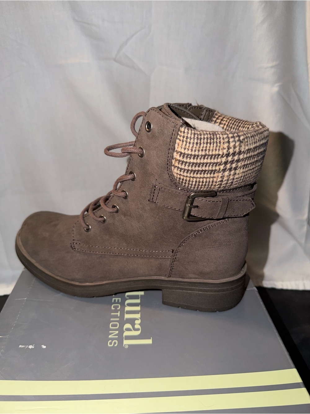 Natural Reflections women’s Lace-Up Ankle Boot in Taupe